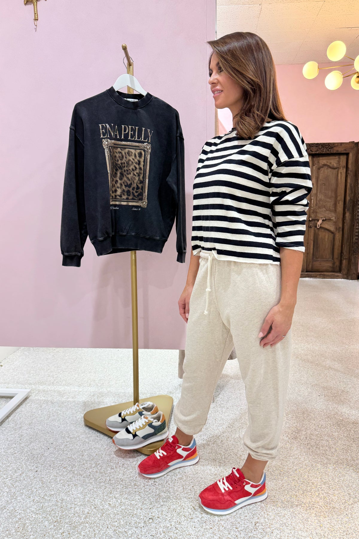 Perfect White Tee Taylor Striped Long Sleeve Tee | True Black/ Natural Stripe