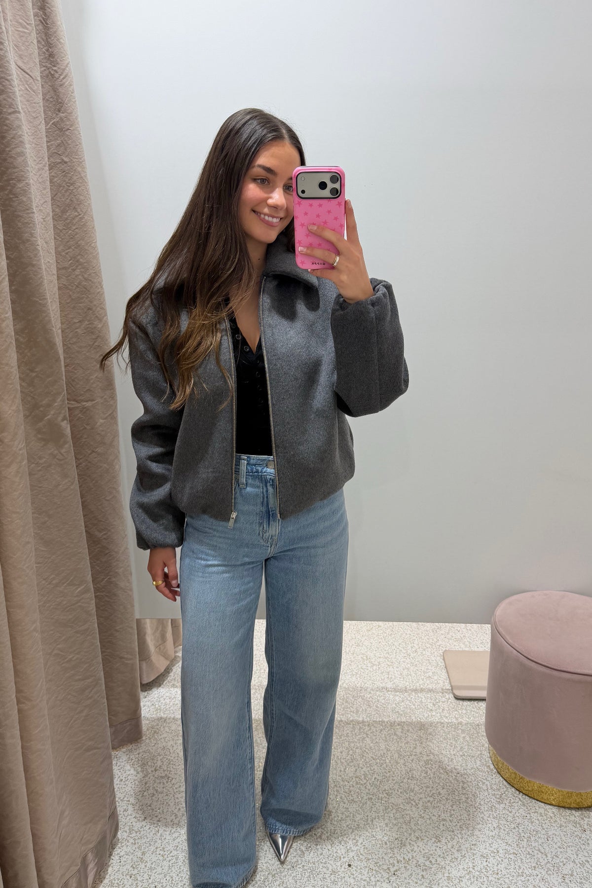 Ena Pelly Maeve Wool Blend Bomber | Grey