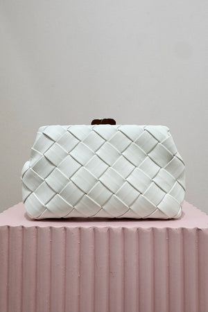 Olga Berg Quinn Woven Clutch | White