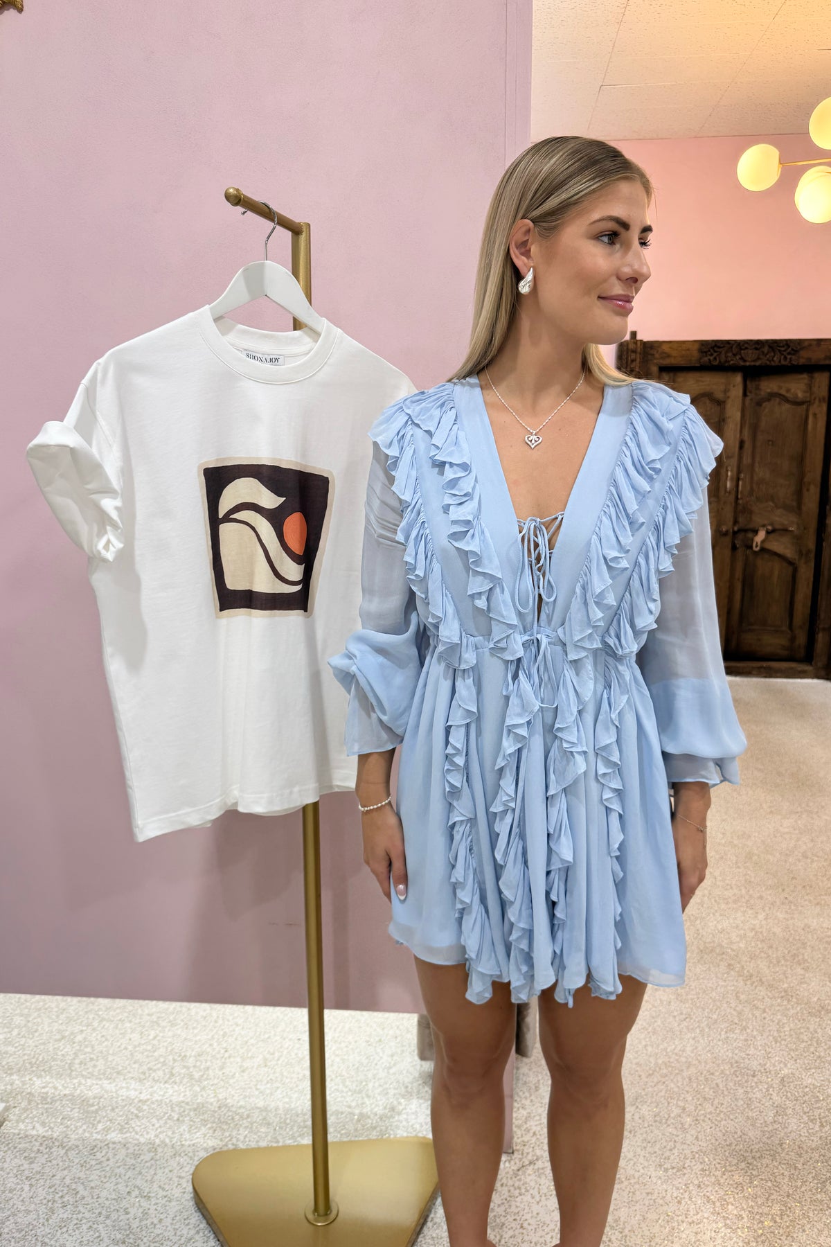 Shona Joy Emory Ruffle Mini Dress | Arcadian Blue