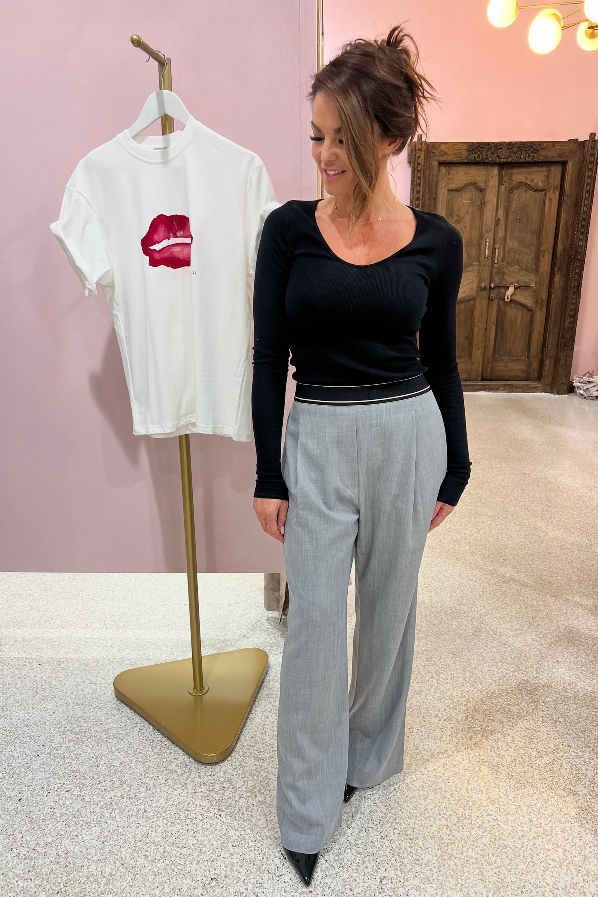 Bassike Scoop Neck L/S Top | Black