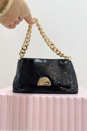 Olga Berg Lily Sequin Bag | Black