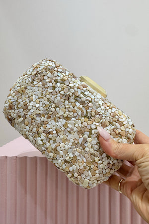 Olga Berg Savannah Pebble Clutch | Natural