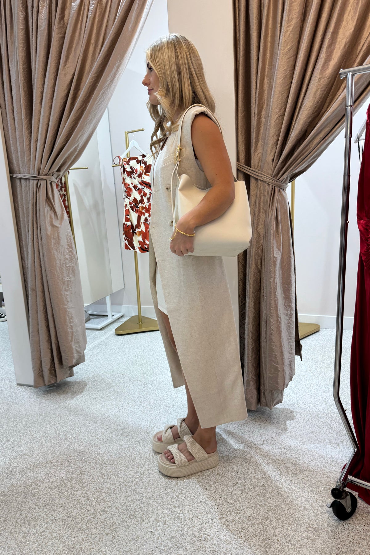 Shona Joy Sleeveless Blazer Midi Dress | Parchment