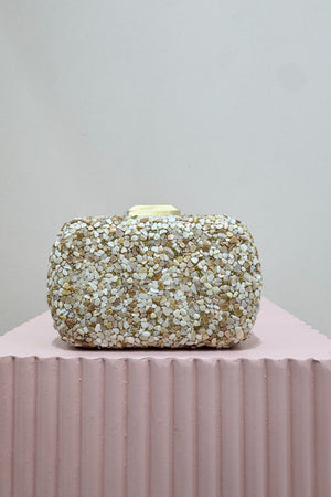 Olga Berg Savannah Pebble Clutch | Natural