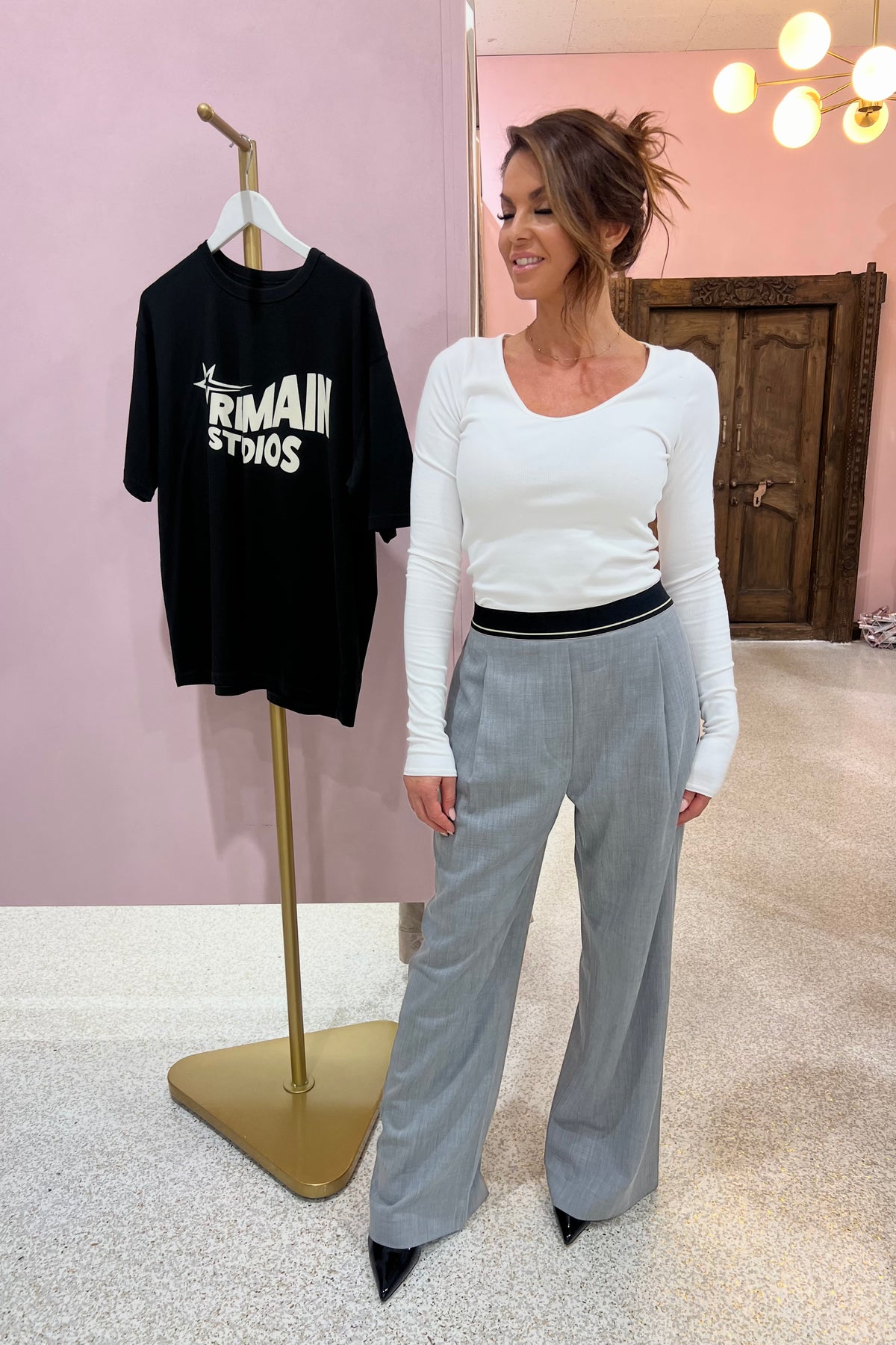 Bassike Scoop Neck L/S Top | White