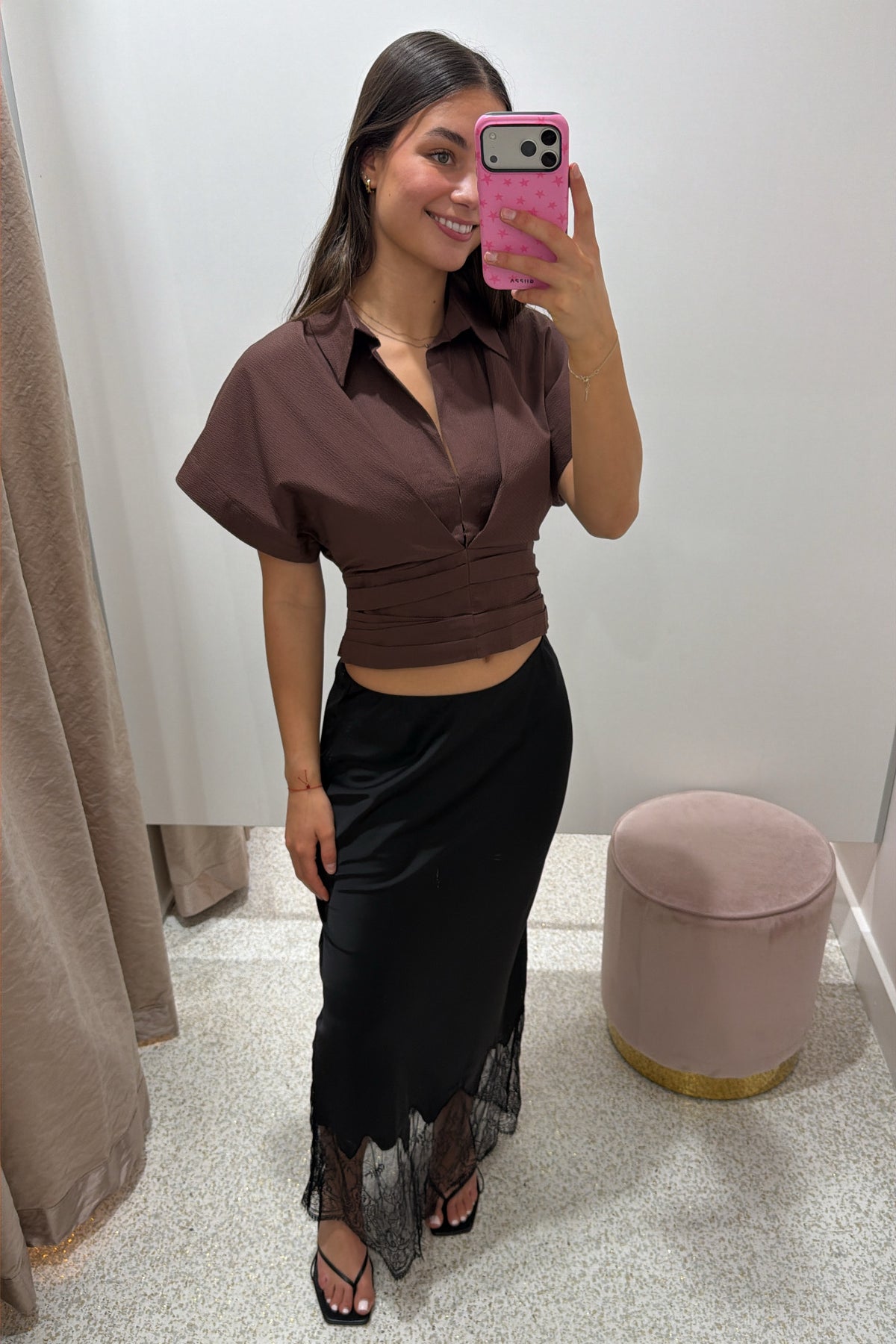 Sovere Studio Lyra Crop Shirt | Chocolate