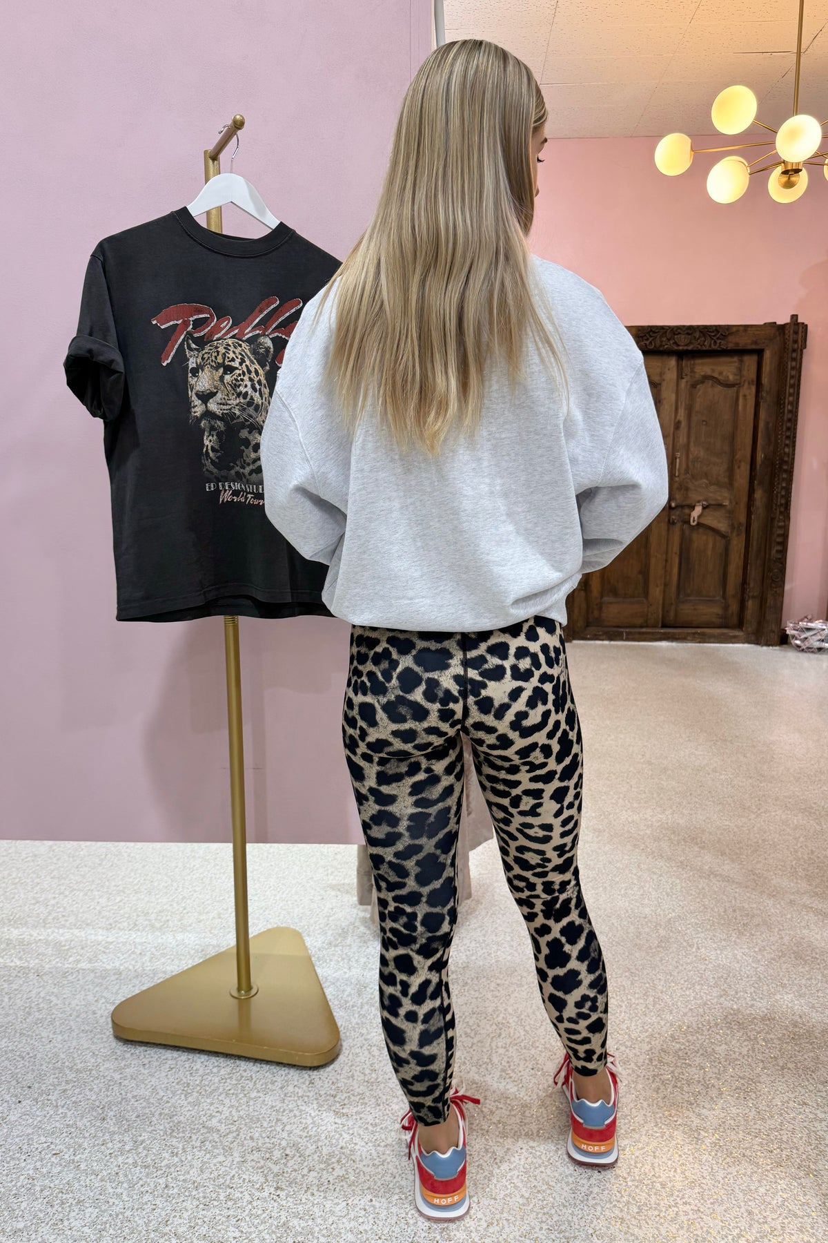 Ena Pelly Classic Collegiate Sweatshirt | White Marle / Red