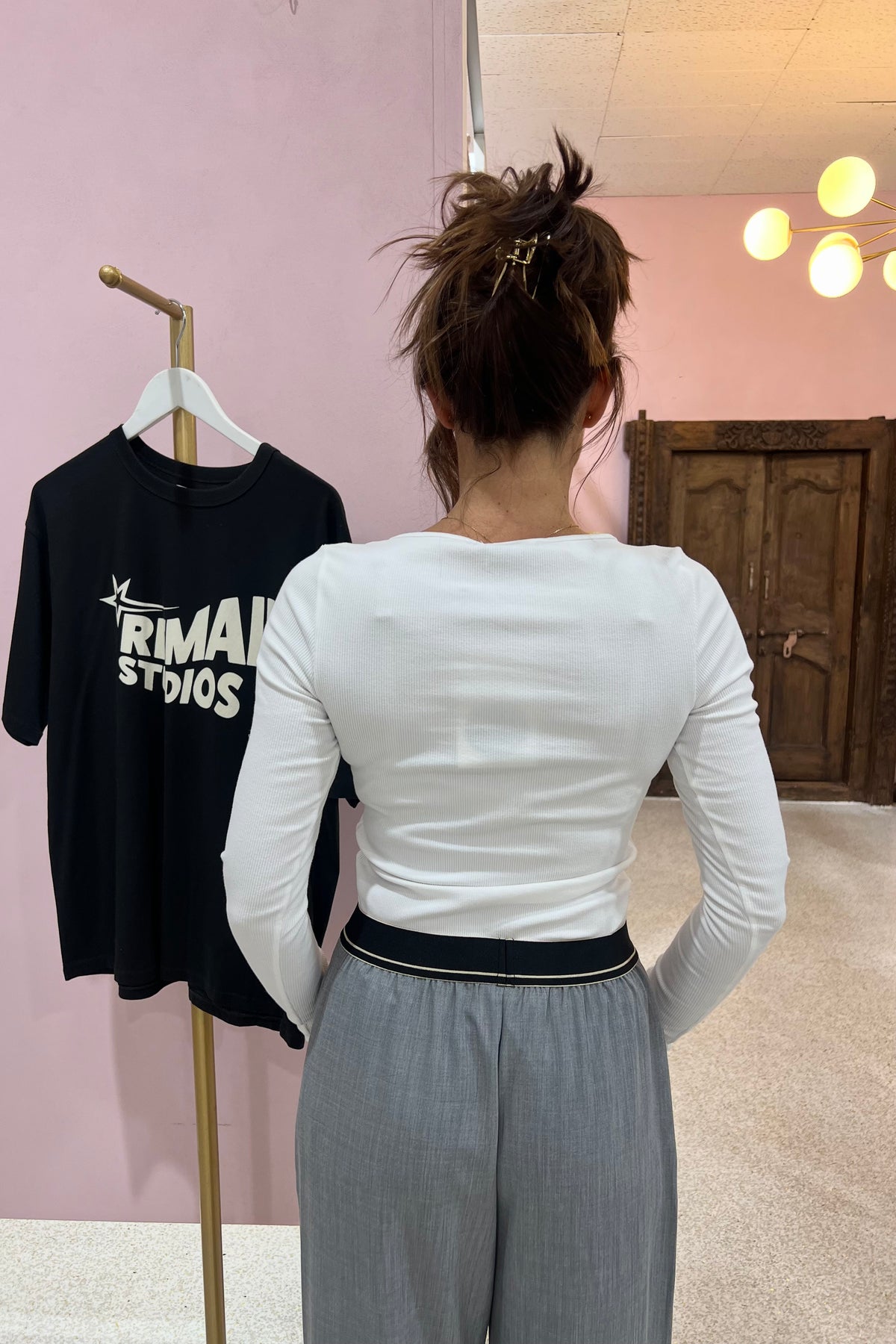 Bassike Scoop Neck L/S Top | White