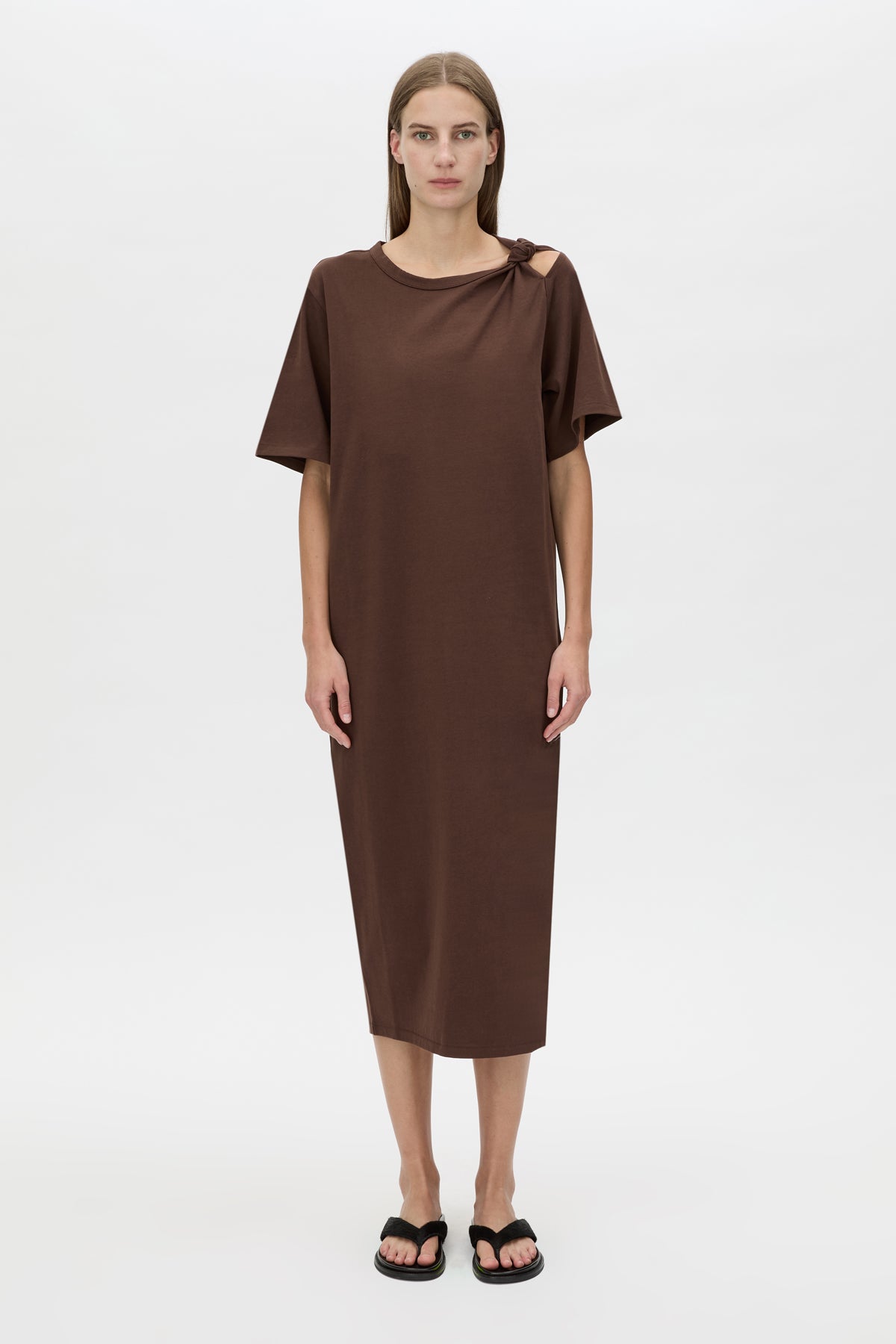 camilla and marc brown dress CAMILLA AND MARC Brown Cotton Pleated Brera Maxi Dress