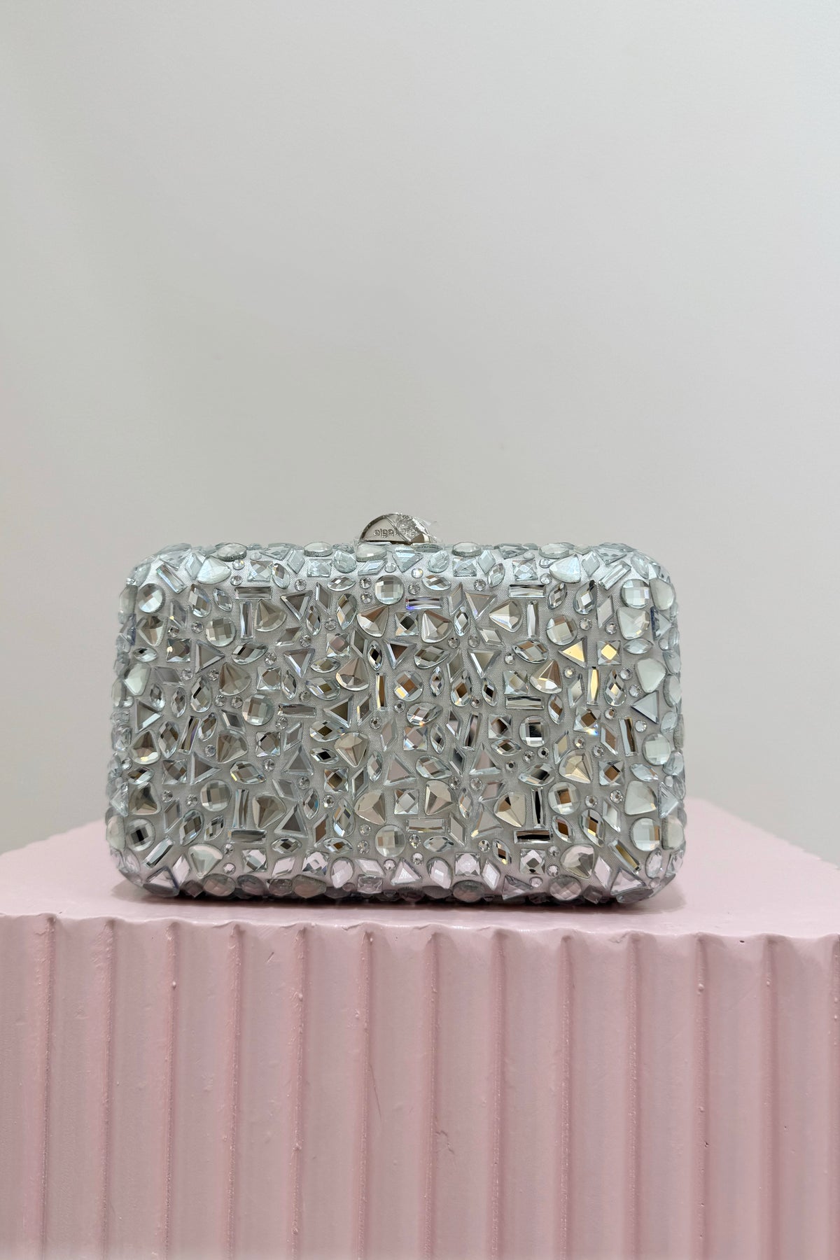 Olga Berg Aviva Crystal Clutch | Silver
