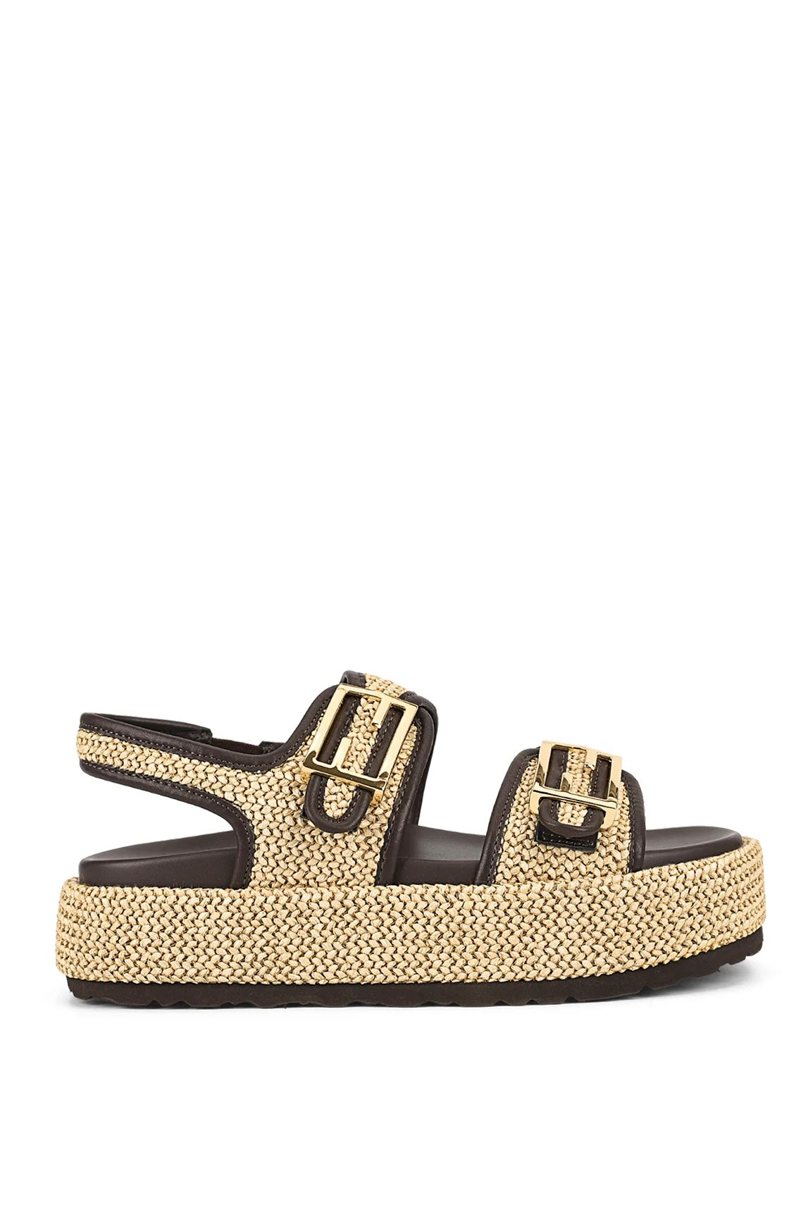 Siren Apricot Flatform Sandals | Natural Weave / Chocolate Brown