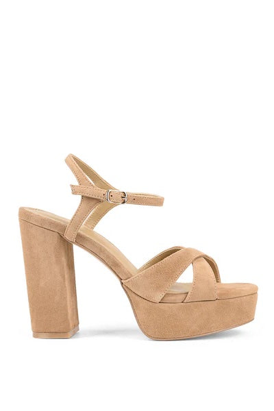 Siren Hannah Platform Heels | Camel Tan Suede