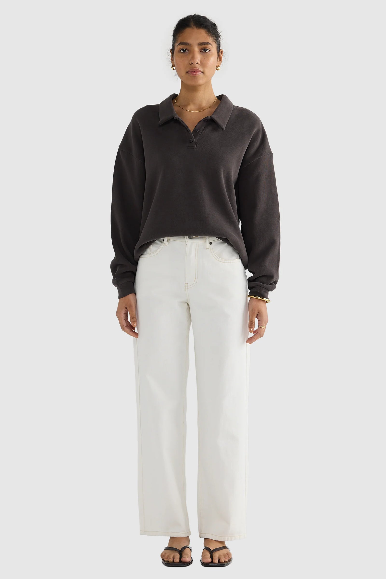 ORTC Ava Polo Sweater | Washed Black