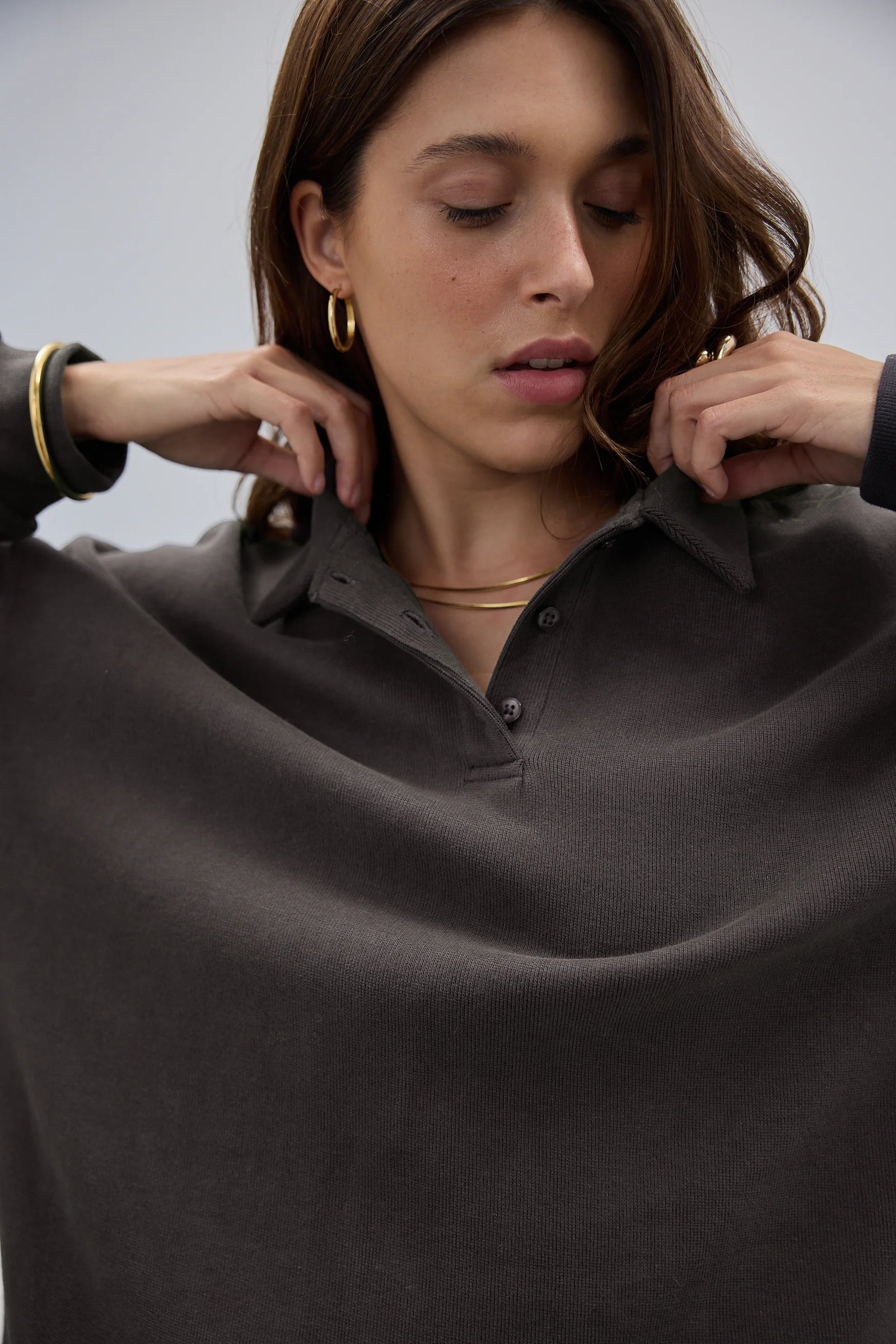 ORTC Ava Polo Sweater | Washed Black