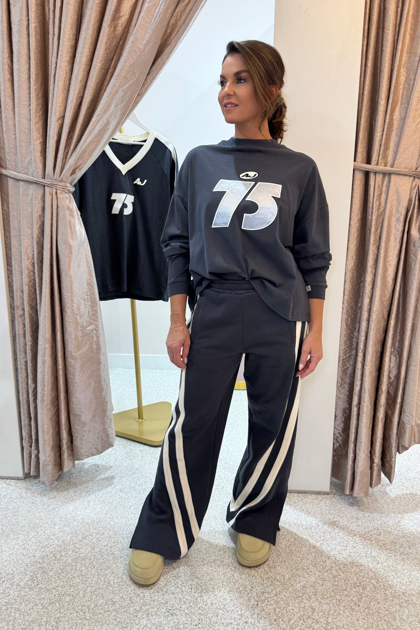 Araminta James Daytona Long Sleeve Top | Washed Black