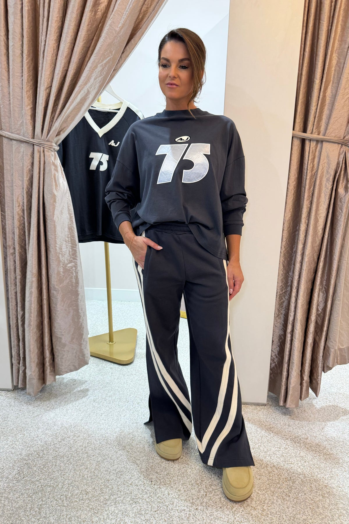 Araminta James Daytona Long Sleeve Top | Washed Black