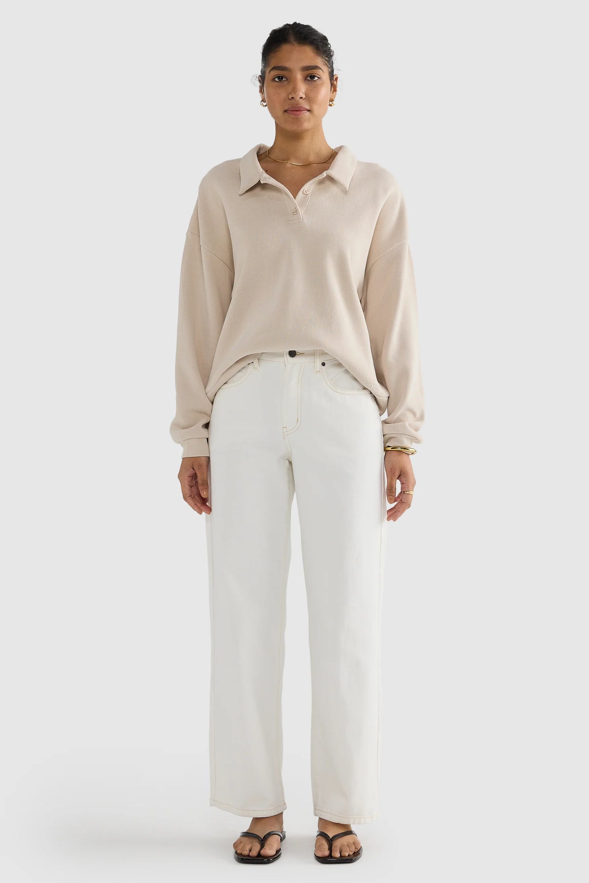 ORTC Ava Polo Sweater | Bone