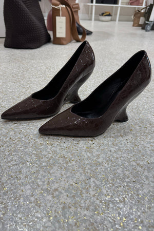 Lana Wilkinson Molly Pump Wedge | Croc Embossed Leather