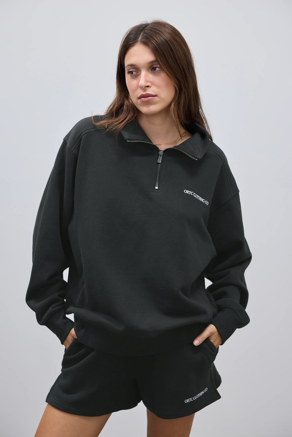 ORTC Lena Quarter Zip Sweater | Washed Black