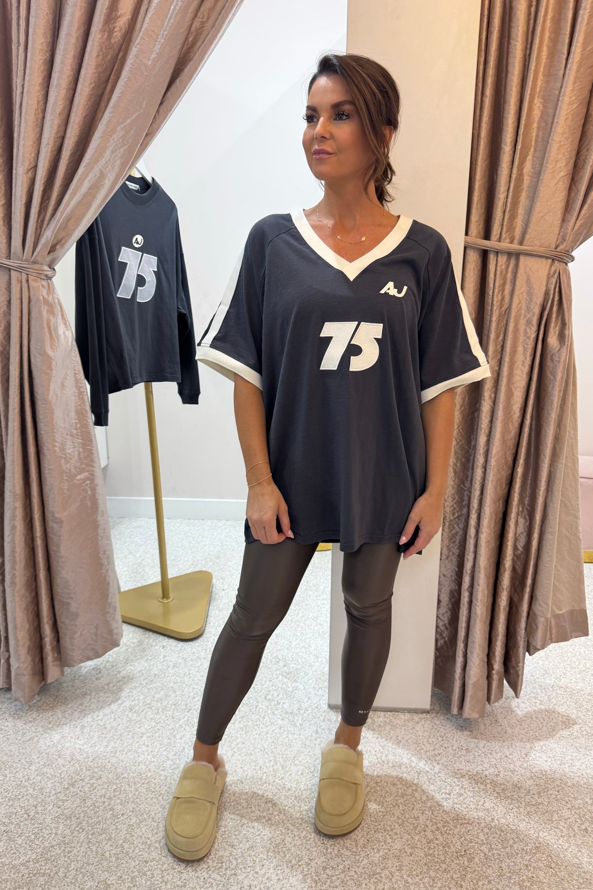 Araminta James Motor Slub Tee | Washed Black