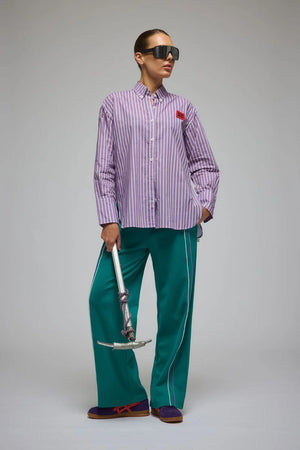 Araminta James Bisous Cotton Stripe Shirt | Violet