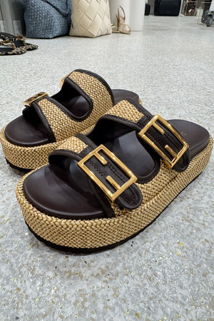 Siren Aphrodite Woven Flatform | Chocolate Brown/Weave