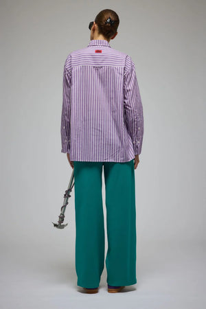 Araminta James Bisous Cotton Stripe Shirt | Violet