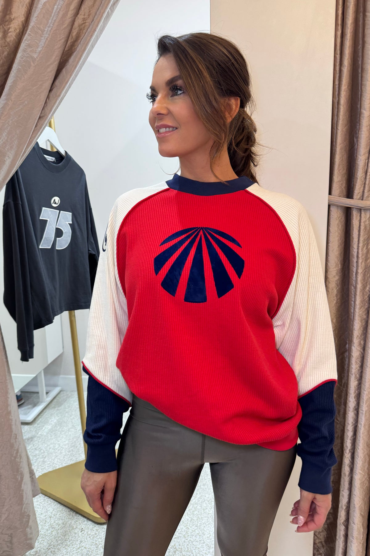 Araminta James Races Waffle Sweatshirt | Poppy Red