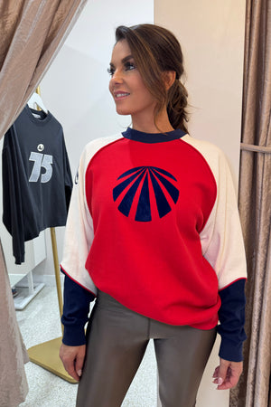 Araminta James Races Waffle Sweatshirt | Poppy Red