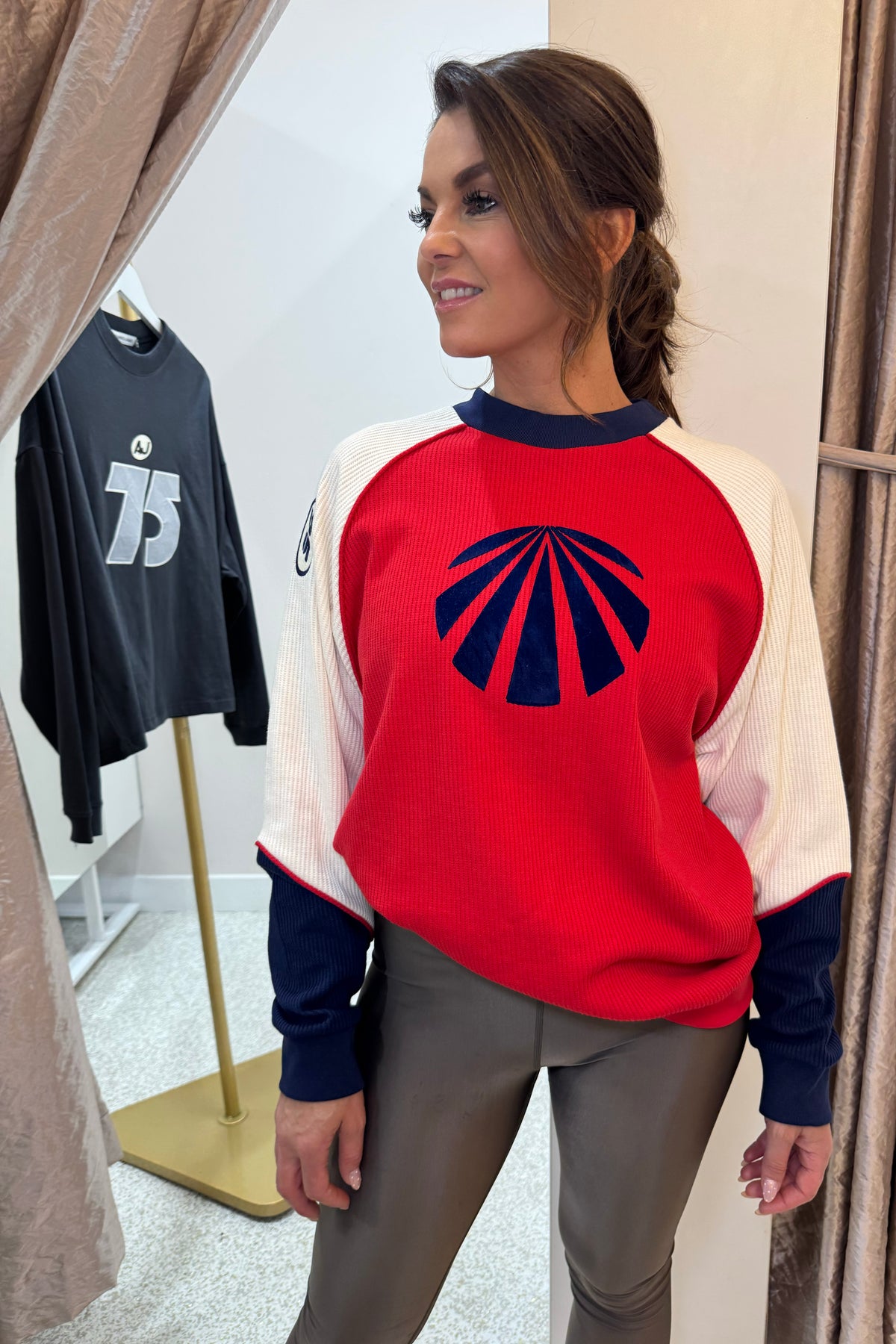 Araminta James Races Waffle Sweatshirt | Poppy Red