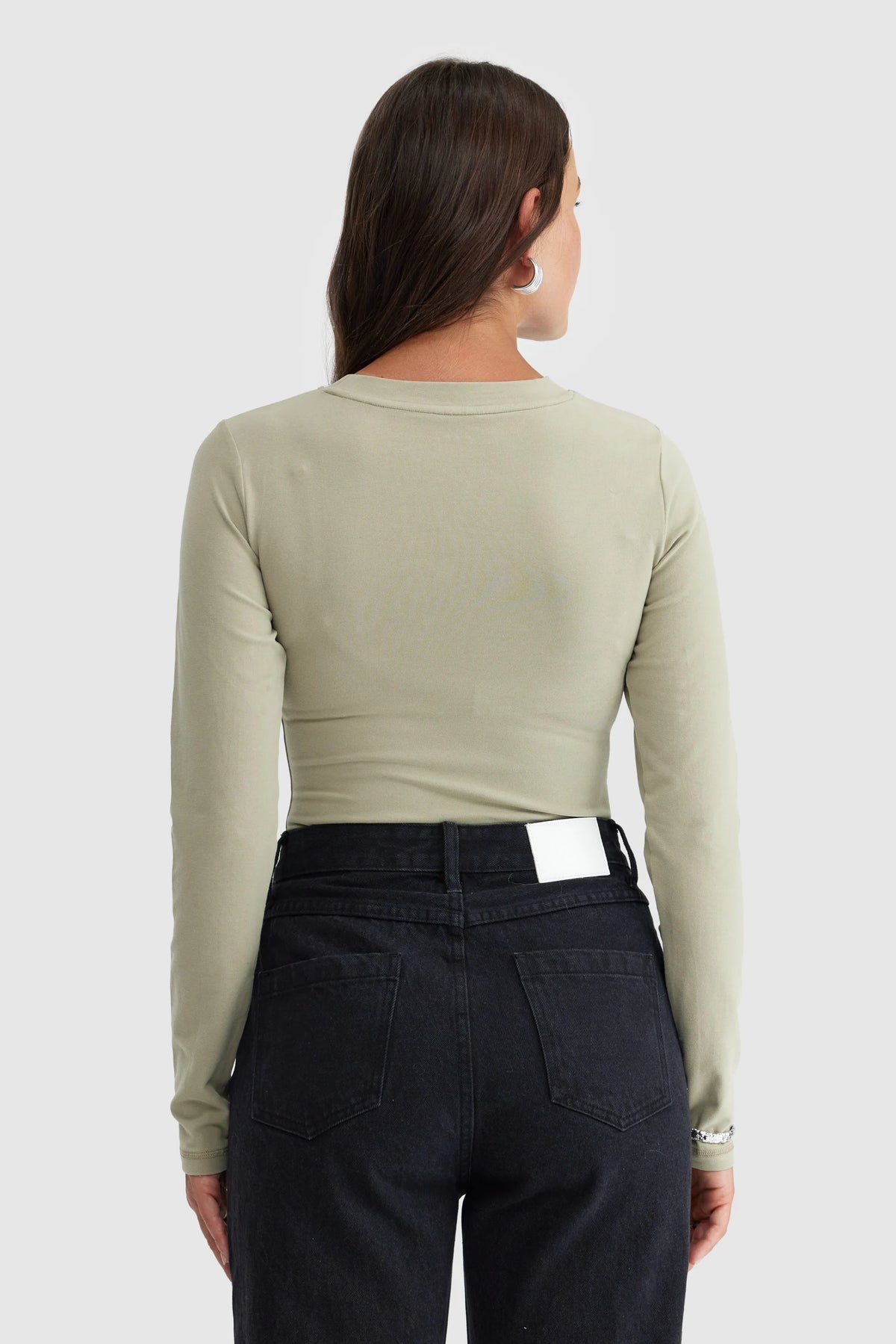 ORTC Evie Long Sleeve Fitted T Shirt | Aloe