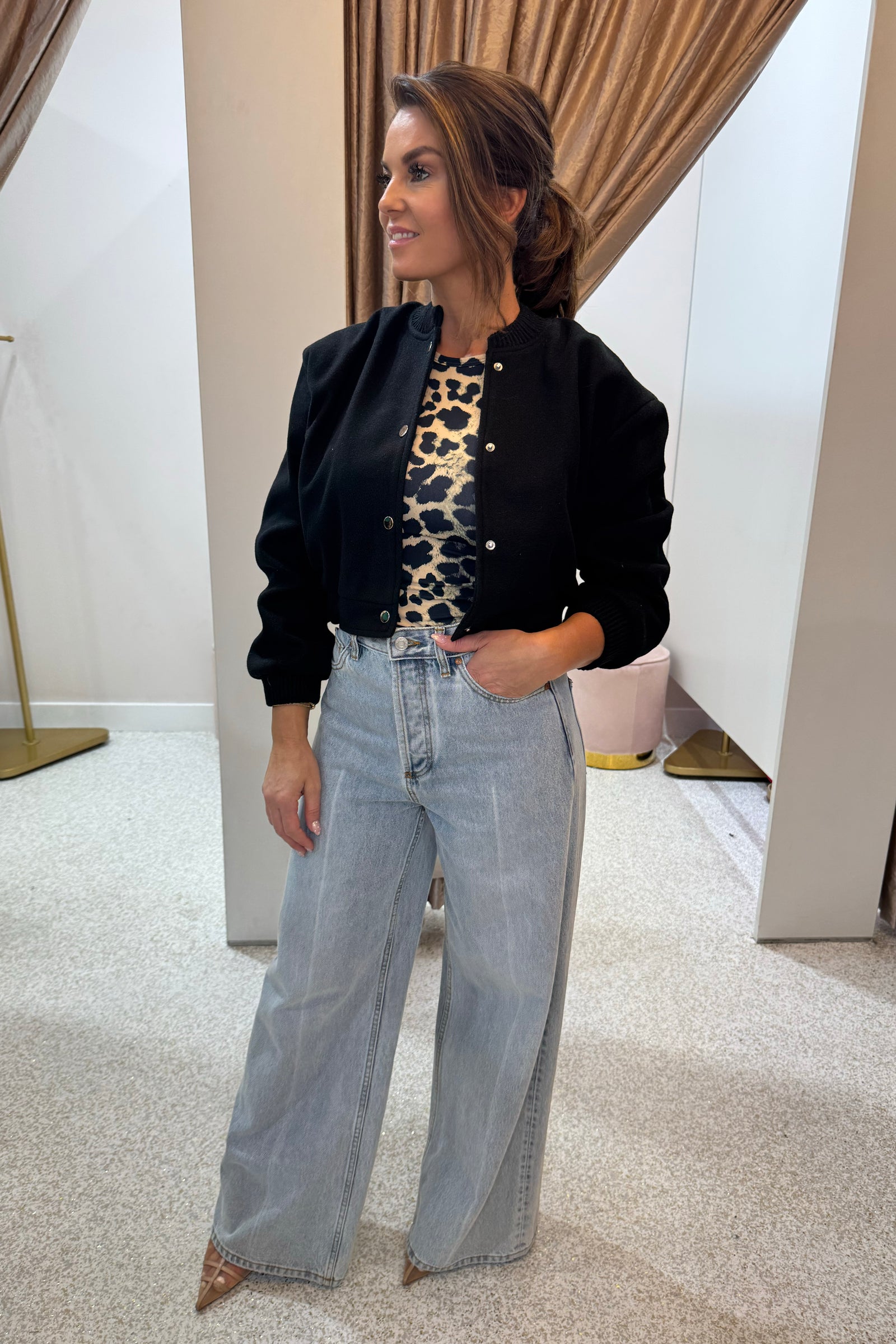 Chosen By Fifi & Annie The Cropped Bomber Jacket | Black