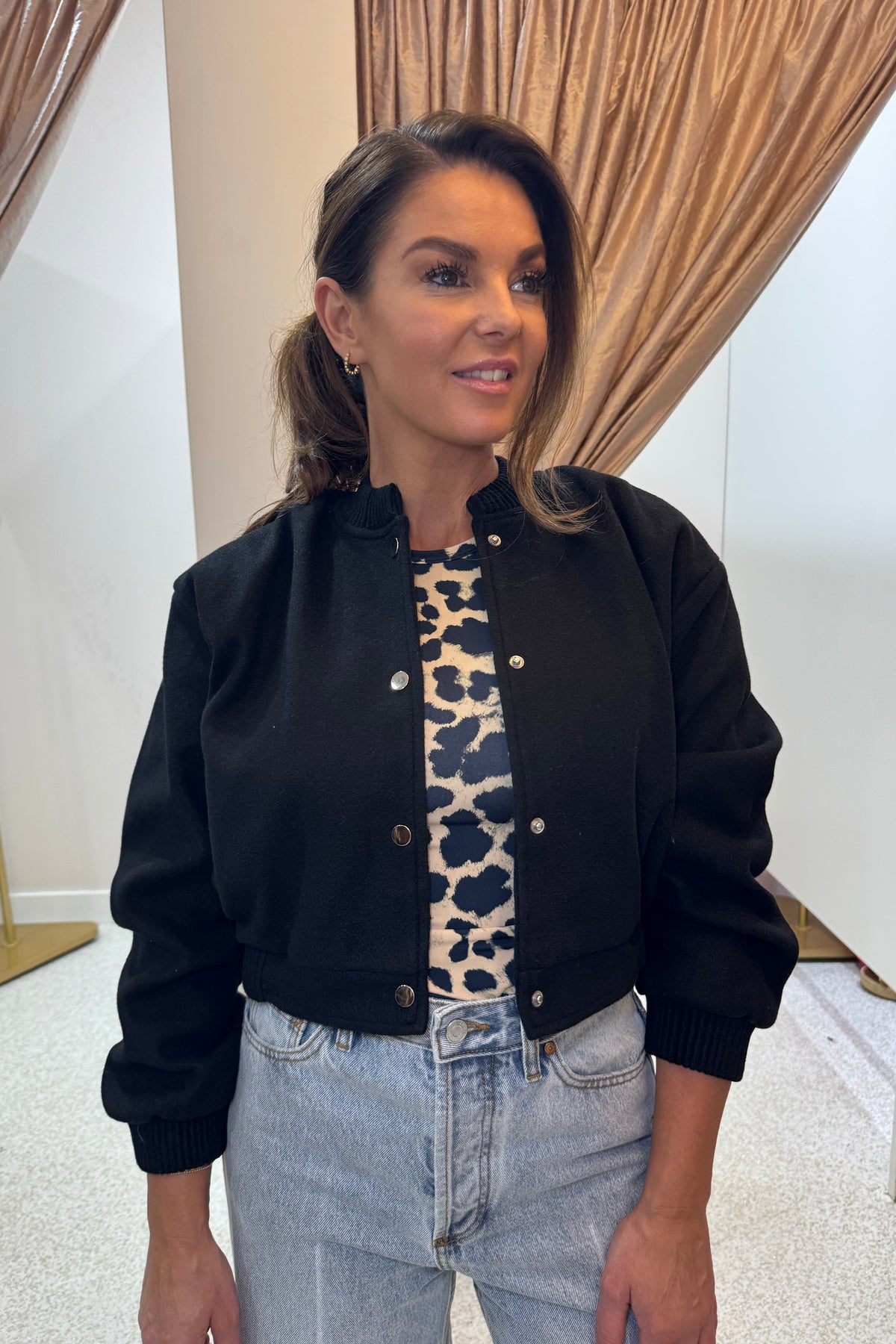 Chosen By Fifi & Annie The Cropped Bomber Jacket | Black