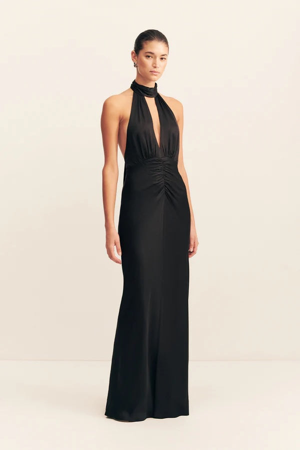 Shona Joy Agnes Halter Neck Maxi Dress | Black