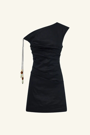 Shona Joy Kasbah Draped Mini Dress | Black