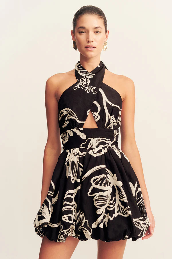 Shona Joy Lila Halter Bubbl Mini Dress | Shadow Bloom