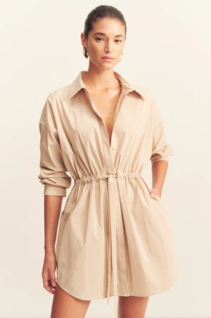Shona Joy Campbell Drawstring Dress | Oat Milk