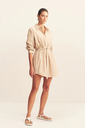 Shona Joy Campbell Drawstring Dress | Oat Milk