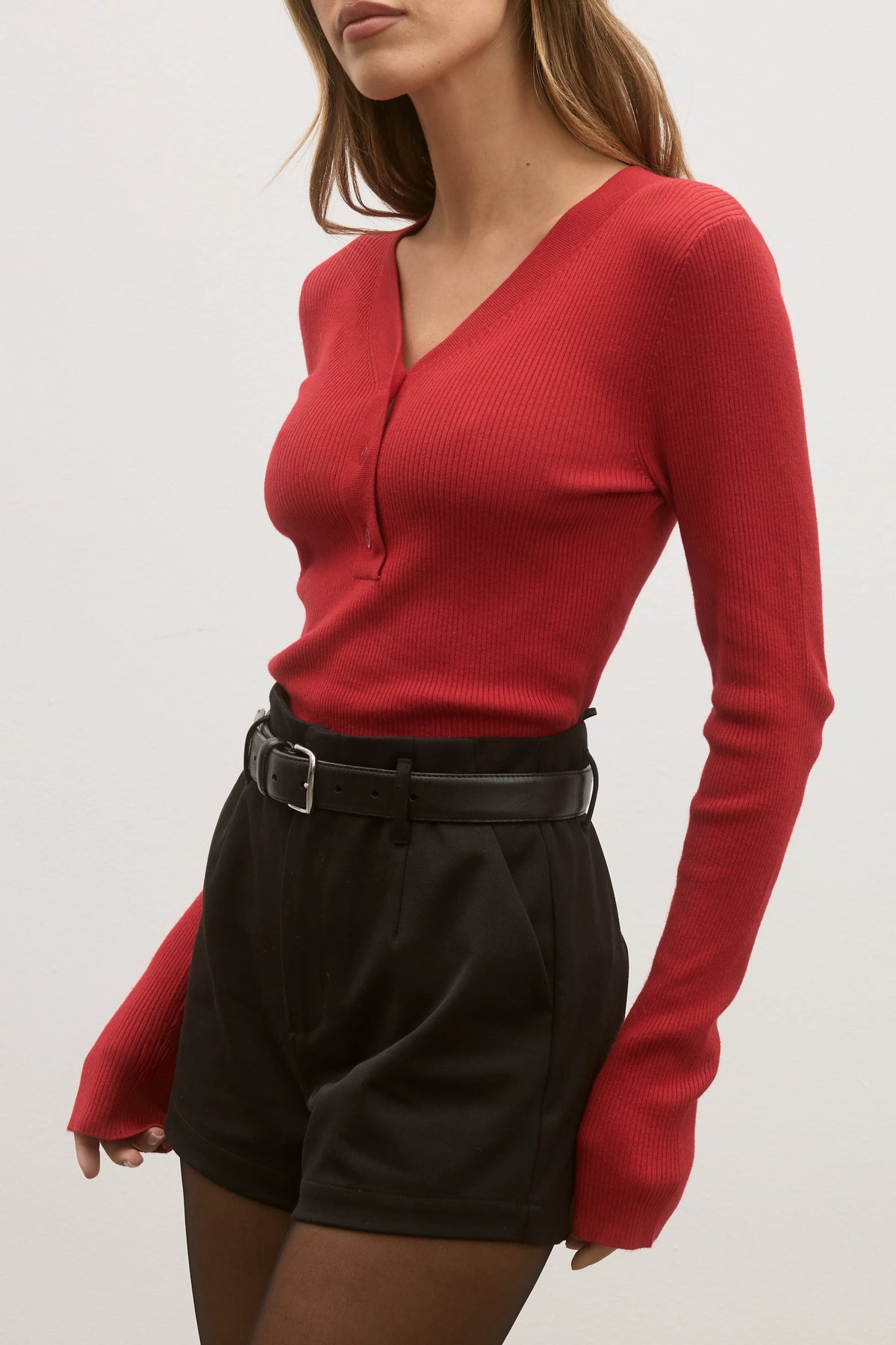 Bayse Brand Nia Knit Top | Red