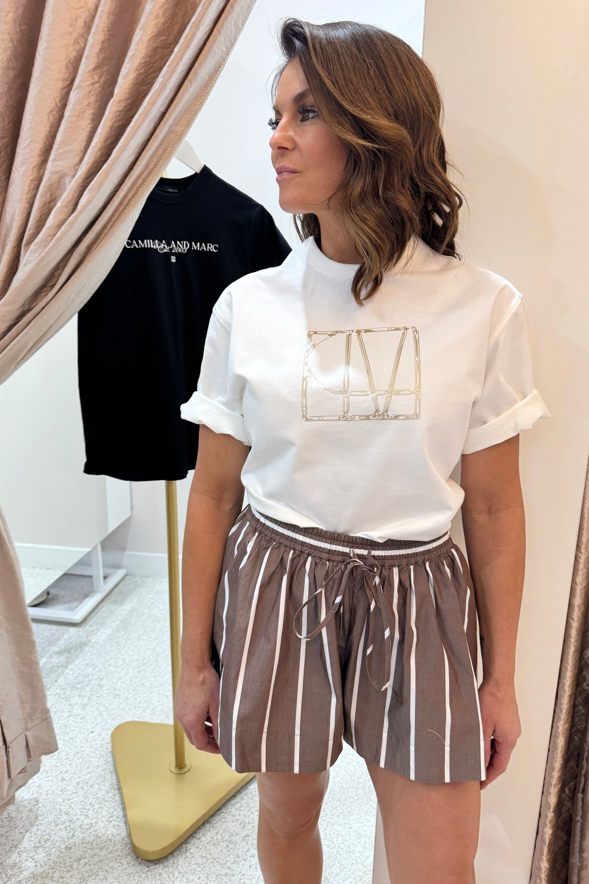 C&M Camilla & Marc Patina Front Monogram Tee | White