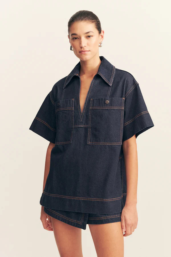Shona Joy Rita Pullover Top | Deep Indigo