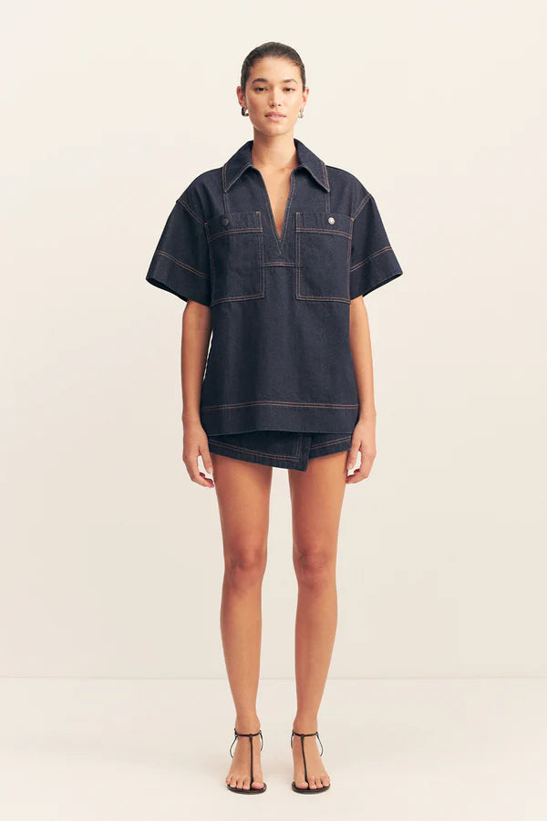 Shona Joy Rita Pullover Top | Deep Indigo