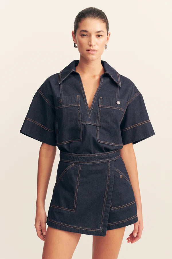 Shona Joy Rita Wrap Detail Skort | Deep Indigo