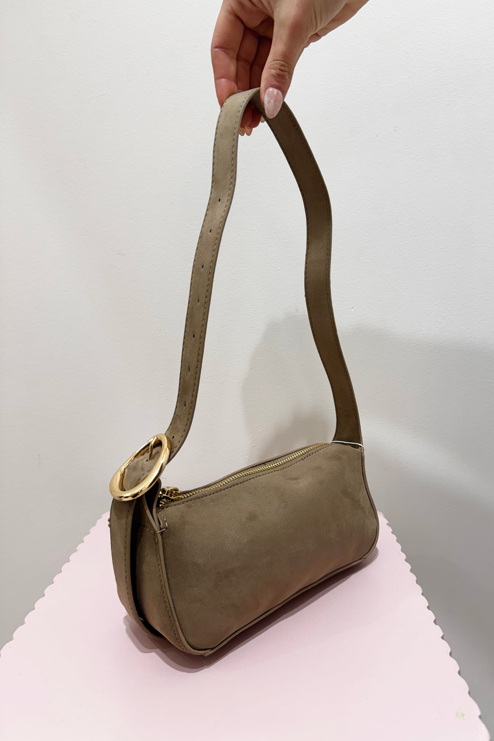 Billini Hailey Shoulder Bag | Fawn Suede