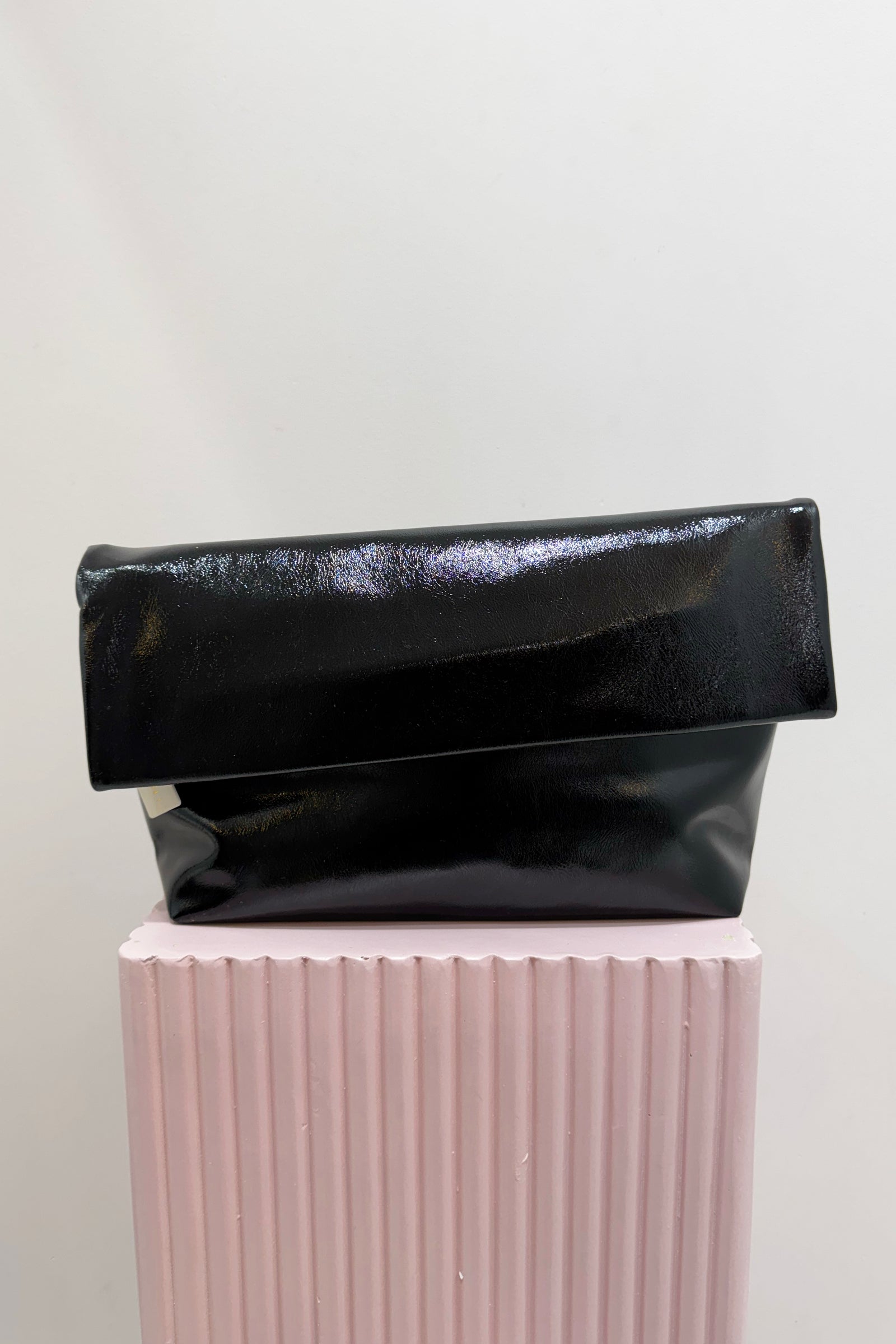 Billini Rylee Clutch Bag | Black Crinkle Patent