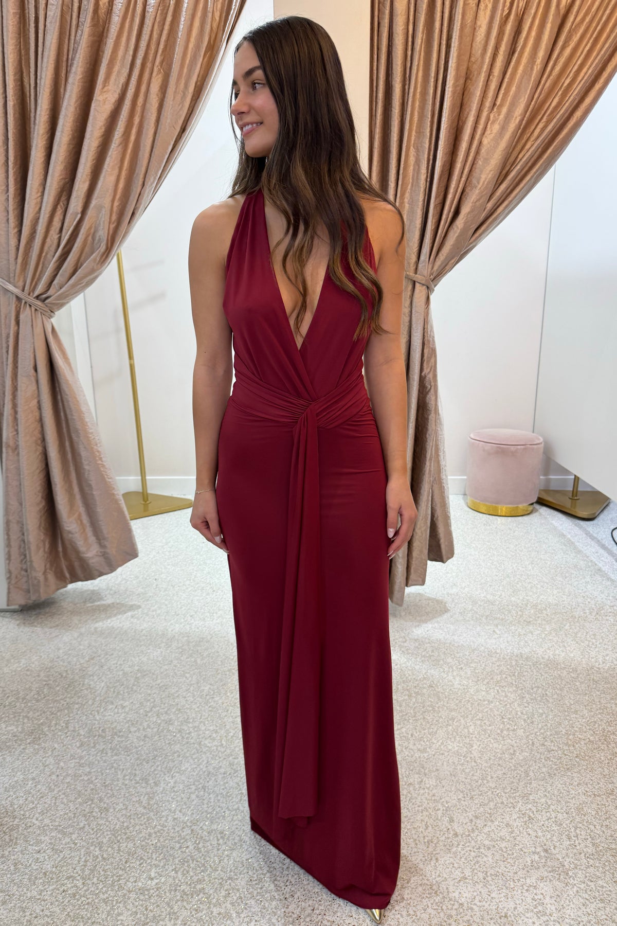 Bec + Bridge Thalia V Maxi Dress | Syrah