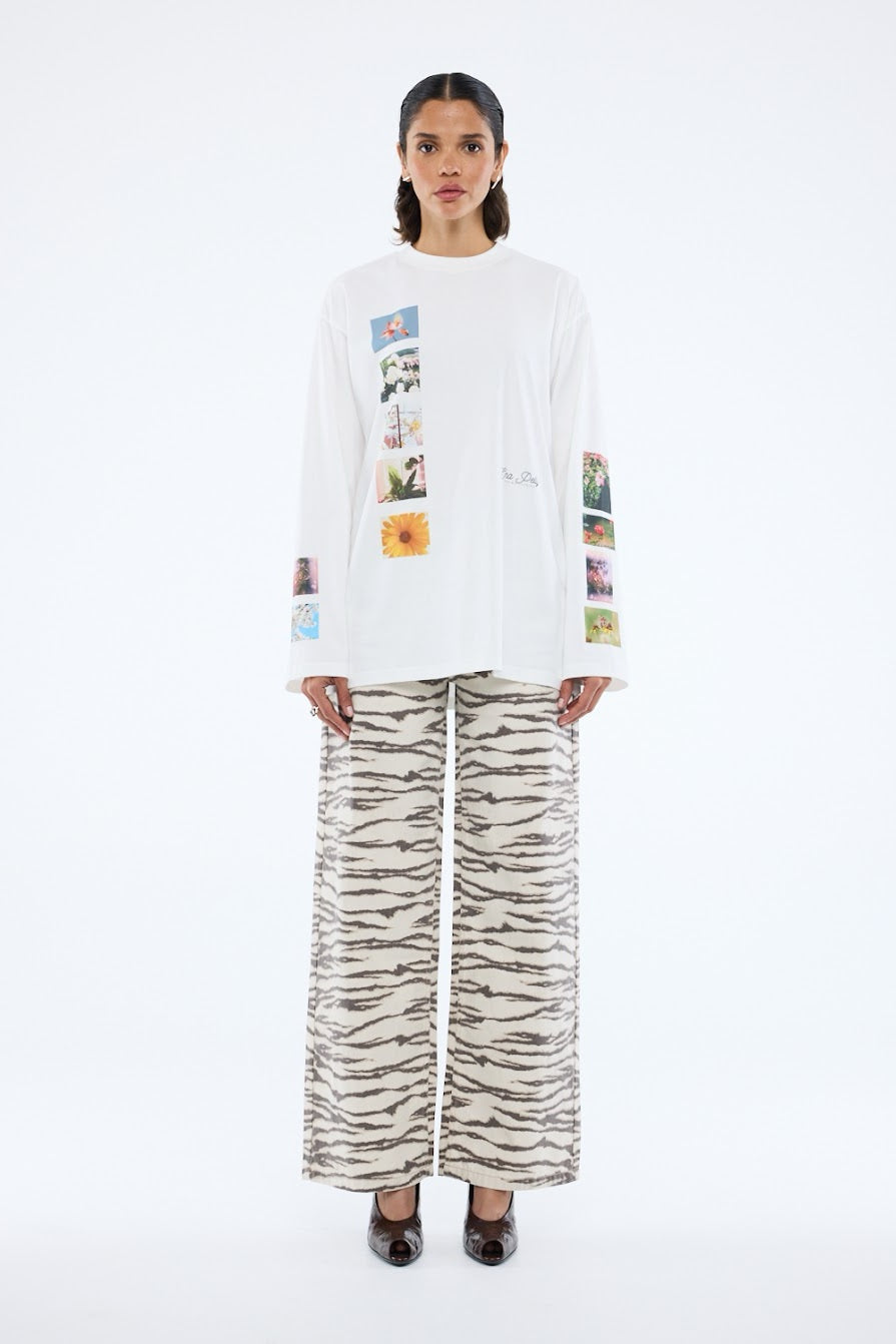 Ena Pelly Tiled Floral Long Sleeve Tee | Vintage White || USE CODE: SAVE50 ( FINAL SALE _ NO RETURNS)