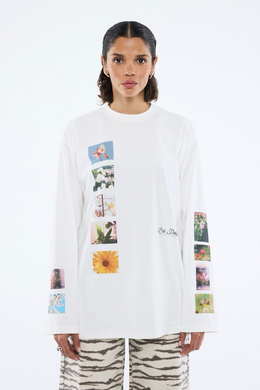 Ena Pelly Tiled Floral Long Sleeve Tee | Vintage White || USE CODE: SAVE50 ( FINAL SALE _ NO RETURNS)
