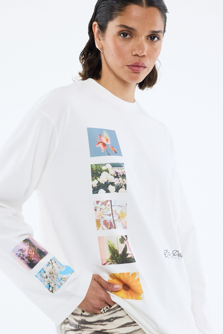 Ena Pelly Tiled Floral Long Sleeve Tee | Vintage White || USE CODE: SAVE50 ( FINAL SALE _ NO RETURNS)